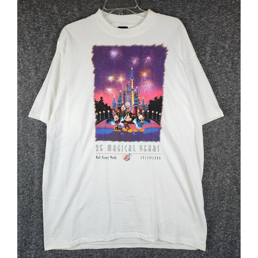 Disney T-Shirt Mens XXL 25 Magical Years White Single Stitch Made in USA GOOD